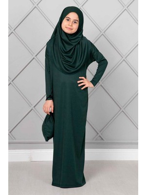 Md Tesettür Çocuk Namaz Elbisesi Zümrüt