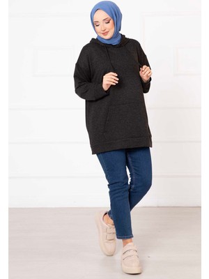 Cvn Kanguru Cepli Tesettür Sweatshirt Antrasit