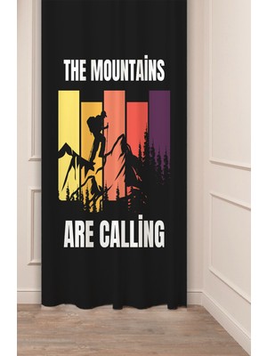 Greendecor Dağ Dağcı Kar Manzara Bohem Desenli Özel Tasarım Dijital Baskılı (Tek Kanat) Modern Şık Fon Perde