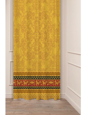 Greendecor Otantik, Anadolu, Etnik Desenli Özel Tasarım Dijital Baskılı (Tek Kanat) Modern Şık Fon Perde