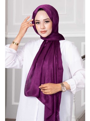 Jakar Cam Kırığı Desenli Tesettür Şal Mürdüm