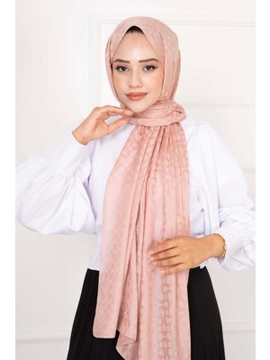 Fendi Desenli Tesettür Şal Pudra