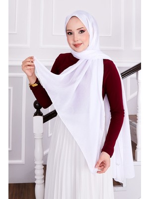 Jakar Cam Kırığı Desenli Şal Beyaz