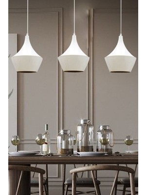 Normadia Üçlü Beyaz Sarkıt Lamba, Modern Oturma Odası ve Mutfak Aydınlatması