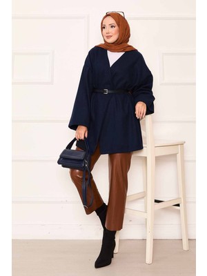 SVS Kaşe Kumaş Zarif Oversize Kap Lacivert