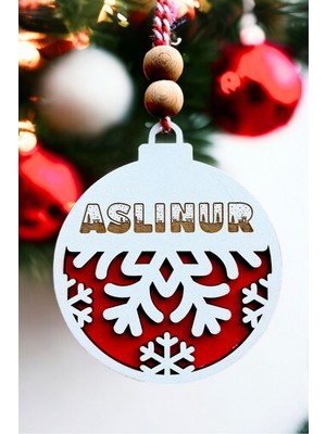 urfakent bilişim ve medya danışmanlık Kişiselleştirilebilir Isim Yazılabilir Kar Tanesi Desenli Kırmızı Beyaz Yılbaşı Ağaç Süsü, Noel Süsü