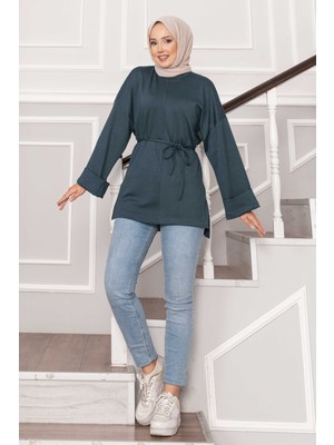 Md Kolu Katlamalı Kuşaklı Oyşo Tunik Çağla Yeşili