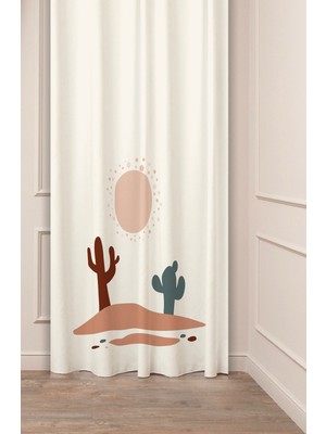 Greendecor Bohem Vazo Çiçek Yaprak Desenli Özel Tasarım Dijital Baskılı (Tek Kanat) Soft Modern Şık Fon Perde