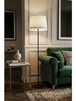 Normadia Modern Siyah Metal Ayaklı Bohem Lambader, 145CM, Salon ve Köşe Aydınlatması