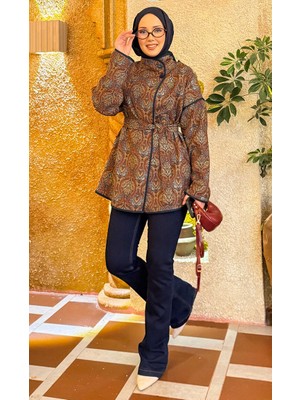 Md Biyeli Etnik Desen Kapitone Ceket -14