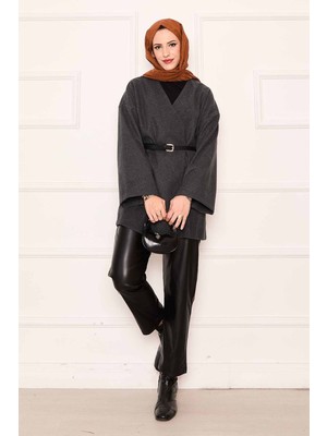 SVS Kaşe Kumaş Zarif Oversize Kap Antrasit