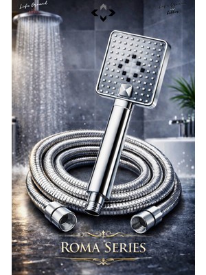Liground Roma Series 3 Fonksiyonlu Premium Duş Başlığı ve Paslanmaz Çelik Duş Hortumu Seti Yüksek Basınçlı
