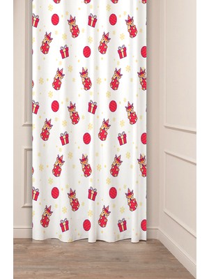 Greendecor Yılbaşı Çam Ağacı Noel Ağacı Kar Yeni Yıl Christmas Desenli Özel Tasarımlı Dijital Baskılı Fon Perde