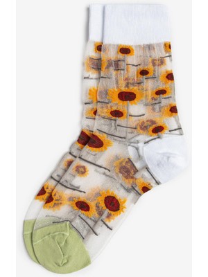 Bolero Kadın Japon Kore Tarzı Transparan Çorap Ayçiçeği Desenli