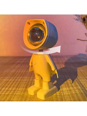 Normadia Dimlenebilir Beyaz Astronot Gün Batımı Efektli USB Lamba, Sıcak Atmosfer