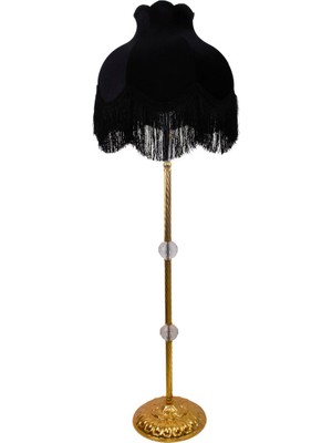 Normadia Şık Siyah Kadife Lambader, Gold Metal Ayak, Modern Tasarım