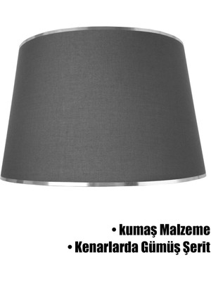 Normadia Antrasit Gümüş Şeritli Modern Lambader Şapkası, Şık ve Zarif Aydınlatma