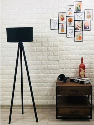 Normadia Şık Üç Ayaklı Tripod Siyah Başlık Kahve Ayak Lambader