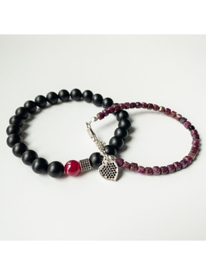 THEIA GemWorks Synera — Yakut & Oniks Ikili Bileklik Seti