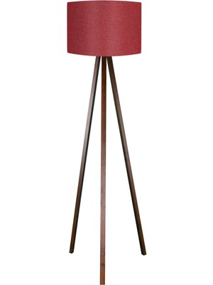 Normadia Şık Üç Ayaklı Yuvarlak Kumaş Lambader, Kahverengi ve Bordo Detaylar