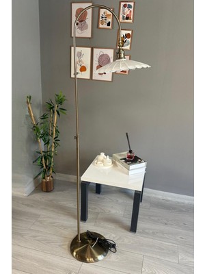 Normadia Modern Beyaz Lale Lambader, E27, 165 cm Yükseklik, Metal Tek Ayaklı