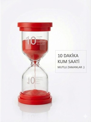 Urfakent 10 Dakika Kırmızı Kum Saati - Dekoratif Cam Zamanlayıcı -Mutfak, Ders ve Oyun Süre Ölçer