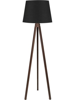 Normadia Şık Siyah Ceviz Ahşap Tripod Lambader ile Modern Dekorasyon