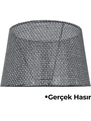 Normadia Şık Siyah Hasır Doğal Lambader Şapkası, Modern Dekorasyon Için Ideal