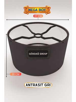 Normadia Antrasit Gri Lambader Başlığı 37 cm Mega Boy, Kolay Kurulum