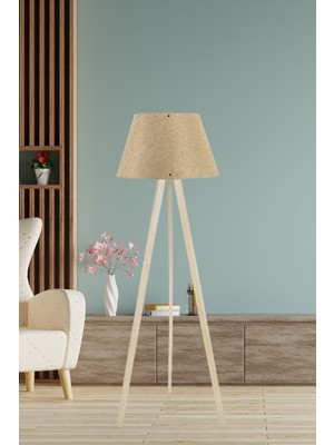 Normadia Modern Ahşap Üç Ayaklı Kum Beji Lambader, Şık ve Şıklık Katıcı Dekorasyon