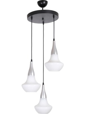 Normadia Modern Gri ve Beyaz Camlı 3 Lü Avize, Şık ve Şık Aydınlatma