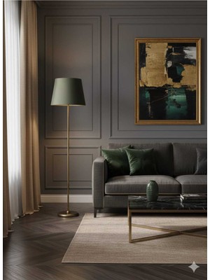 Normadia Haki Yeşil Venüs Eskitme Konik Lambader, Şık ve Modern Aydınlatma