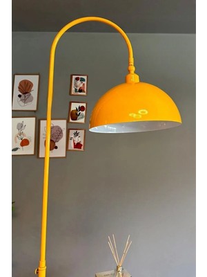 Normadia Modern Sarı Hareketli Metal Zemin Lambası, Oturma ve Çalışma Odası Dekoru
