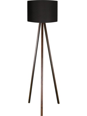 Normadia Şık Üç Ayaklı Yuvarlak Siyah ve Kahverengi Lambader Abajur