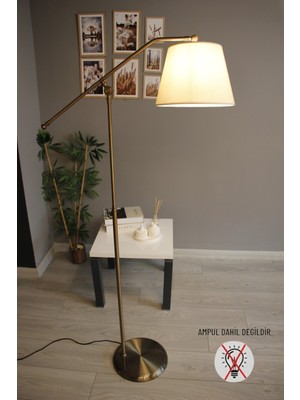 Normadia Modern Kumaş Dokulu Eskitme F Gövde Zemin Lambası, Şık ve Şık Dekorasyon Seçeneği