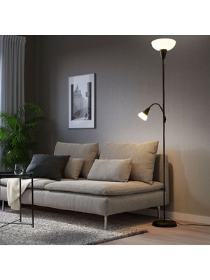 Normadia E27 Tågarp Siyah-Beyaz Yer Lambası, 178 Cm, Metal Tek Ayaklı