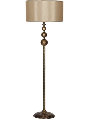 Normadia Vega Eskitme Üçlü Küre Tek Ayaklı Metal Lambader, Gold Şeritli Mataro Vizon