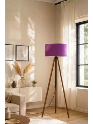 Normadia Mor Kumaş Tripod Lambader, Şık ve Modern Ev Dekorasyonu Için Mükemmel Seçim