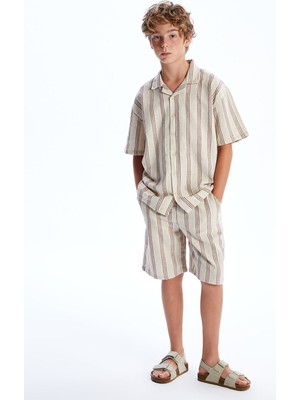 Lc Waikiki Yeni Sezon Beli Lastikli Keten Karışımlı Erkek Çocuk Şort