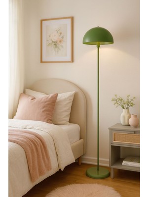 Normadia Yeşil Renkli Mantar Tasarımlı Şık Lambader, Salon ve Yatak Odası Dekoru