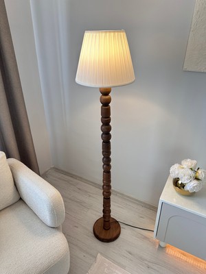 Normadia Şık Ahşap Lüx Lambader 7 cm Çap Ceviz Renkli