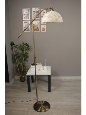 Normadia El Yapımı Bohem Jüt Iplik Lambader, Hareketli Fişli Zemin Aydınlatması