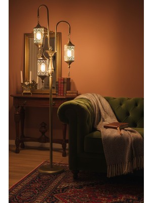 Normadia Retro 3'lü Camlı Lambader, Otantik ve Eskitme Tasarım, Şık Aydınlatma