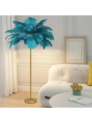 Normadia Yeşil Deve Kuşu Tüyü Şık Lambader, Modern ve Zarif Aydınlatma