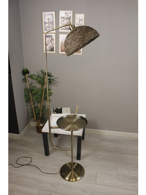 Normadia El Yapımı Bohem Jüt Lambader, Alaca Kahve, Hareketli Başlık, Metal Zemin