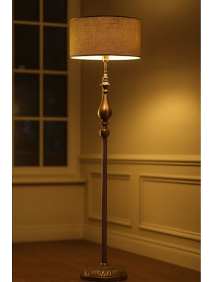 Normadia Etnik Tarz Eskitme Kaplama Burgu Lambader, Hasır ve Gold Detaylı Dekorasyon