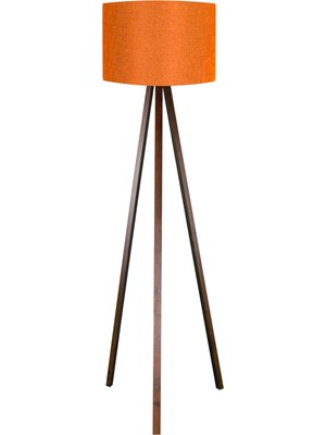 Normadia Şık Turuncu Kumaş Tripod Lambader, Yuvarlak Tasarım, Modern ve Şık Dekorasyon