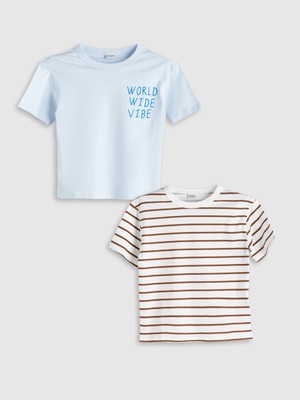 Lc Waikiki Yeni Sezon Bisiklet Yaka Erkek Çocuk Tişört 2'li