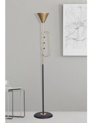 Normadia Modern Sarı Siyah Metal Gövde Lüx Yerden Aydınlatma Lambader