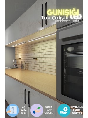 Normadia Mutfak Tezgah Altı LED Işık Barı, Günışığı, Yapışkanlı, 1 Metre